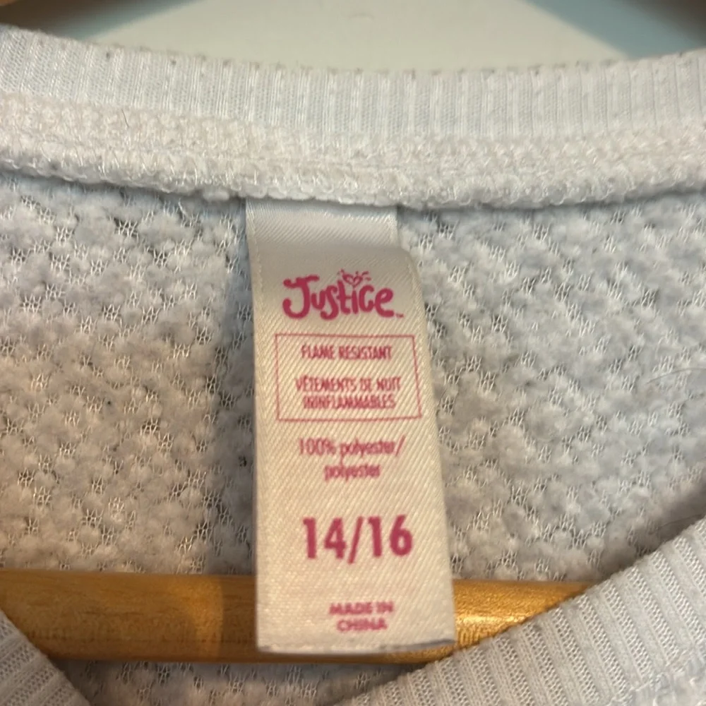 Justice Fleece Pajama Top Sz 14/16 GUC